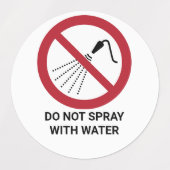 水でスプレーしない、禁止の標識 ラベル (デザイン2)