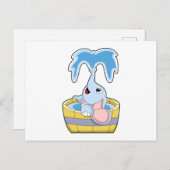 水で満たされた浴槽にいる象 ポストカード (正面/裏面)