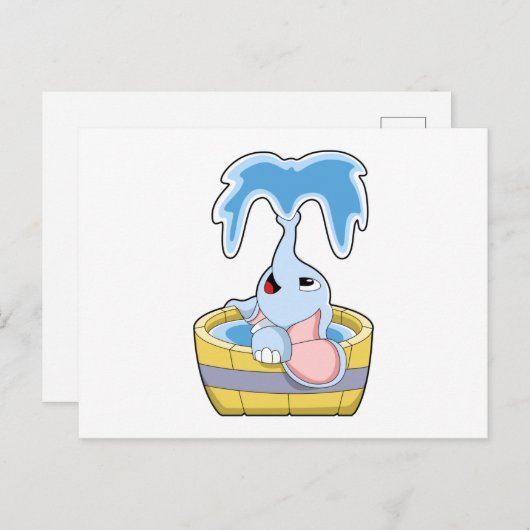 水で満たされた浴槽にいる象 ポストカード (正面/裏面)