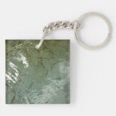 水で覆われた岩スラブの自然写真 キーホルダー (裏面)