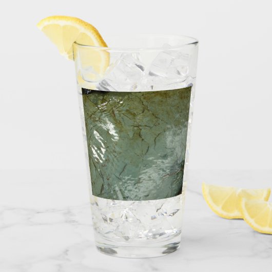 水で覆われた岩スラブの自然写真 タンブラーグラス (アイス正面)