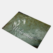 水で覆われた岩スラブの自然写真 ドアマット (アングル)