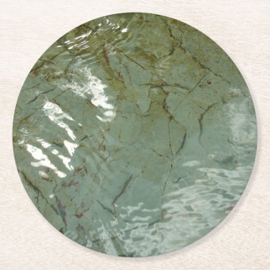 水で覆われた岩スラブの自然写真 ラウンドペーパーコースター (正面)