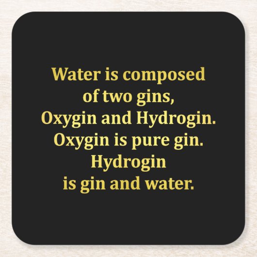 水とおもしろいジンのジョーク スクエアペーパーコースター (正面)