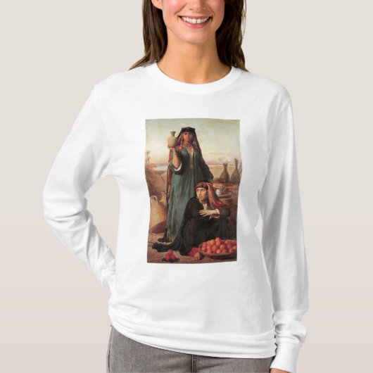 水とオレンジを売る女性… Tシャツ (正面)