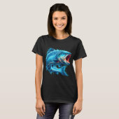 水と共に躍動する幻想的な魚 Tシャツ (正面フル)
