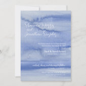 水と波水色結婚式招待状青 招待状 (正面)