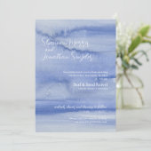 水と波水色結婚式招待状青 招待状 (スタンド正面)