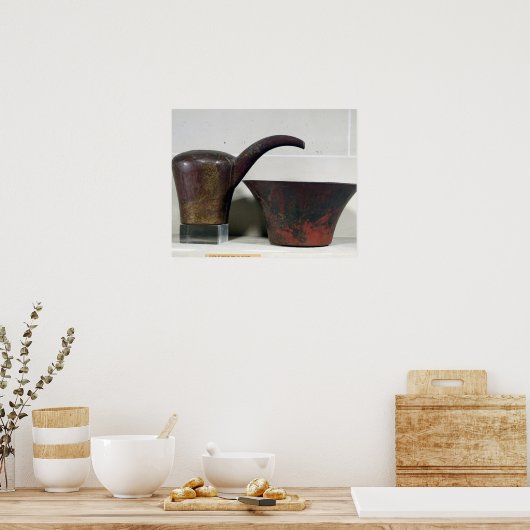 水と洗面器(銅) ポスター (キッチン)