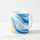 水と炎の波の調和 コーヒーマグカップ (正面右)