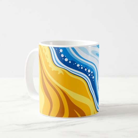 水と炎の波の調和 コーヒーマグカップ (正面左)