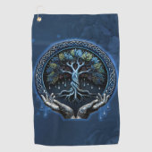 水と知恵:人生の神秘的なケルトの木 ゴルフタオル (正面)