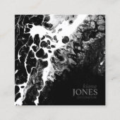 水と石の抽象芸術白黒ID793 スクエア名刺 (正面)