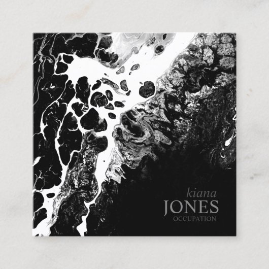 水と石の抽象芸術白黒ID793 スクエア名刺 (正面)