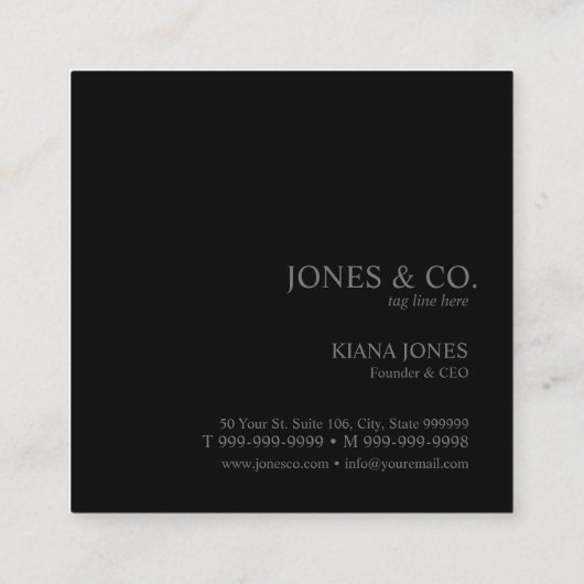 水と石の抽象芸術白黒ID793 スクエア名刺 (裏面)