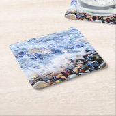 水なびく青 スクエアペーパーコースター (アングル)