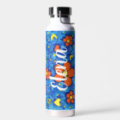 水にオレンジ色の花 ウォーターボトル (左面)