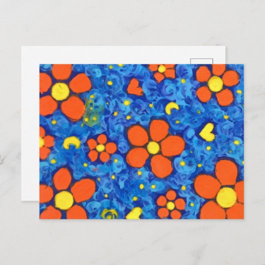 水にオレンジ色の花 ポストカード (正面/裏面)