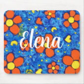 水にオレンジ色の花 マウスパッド (正面)