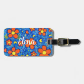 水にオレンジ色の花 ラゲッジタグ (正面横)