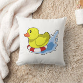 水にスイムリング付きアヒル.PNG クッション (ブランケット)