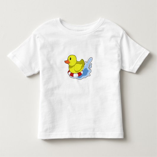 水にスイムリング付きアヒル.PNG トドラーTシャツ (正面)