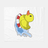 水にスイムリング付きアヒル.PNG フリースブランケット (正面(横))