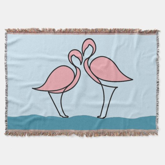 水にピンクのフラミンゴ2 スローブランケット (正面)