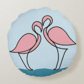 水にピンクのフラミンゴ2 ラウンドクッション (裏面)