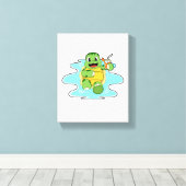 水に入った亀 キャンバスプリント (インサイチュ (ウッドフロア))