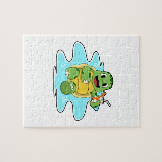 水に入った亀 ジグソーパズル (横)