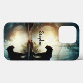 水に反射する名前の黒いヒョウ Case-Mate iPhoneケース (裏面 (横))