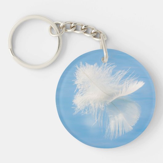 水に反射する白い羽毛 | WA，シーベック キーホルダー (正面)
