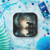 水に反射する黒いヒョウ誕生日 ペーパープレート (パーティー)