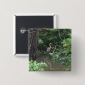 水に反射の青い鷲 缶バッジ (正面&裏面)