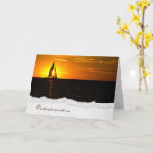 水に帆船を乗せたサンセットグロー悔やみや弔慰 カード (黄色い花)