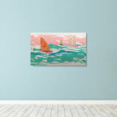 水に帆船3隻 – Mixed Media art キャンバスプリント (インサイチュ (ウッドフロア))