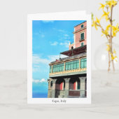 水に建物 カード (黄色い花)