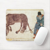 水に彼の馬を連れて行っているモンゴルの遊牧民 マウスパッド (マウス)