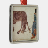 水に彼の馬を連れて行っているモンゴルの遊牧民 メタルオーナメント (右)