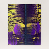 水に映る紫と黄色の森 ジグソーパズル (縦)