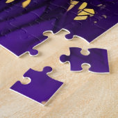 水に映る紫と黄色の森 ジグソーパズル (側面)