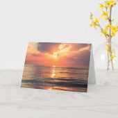 水に沈む夕日 カード (黄色い花)
