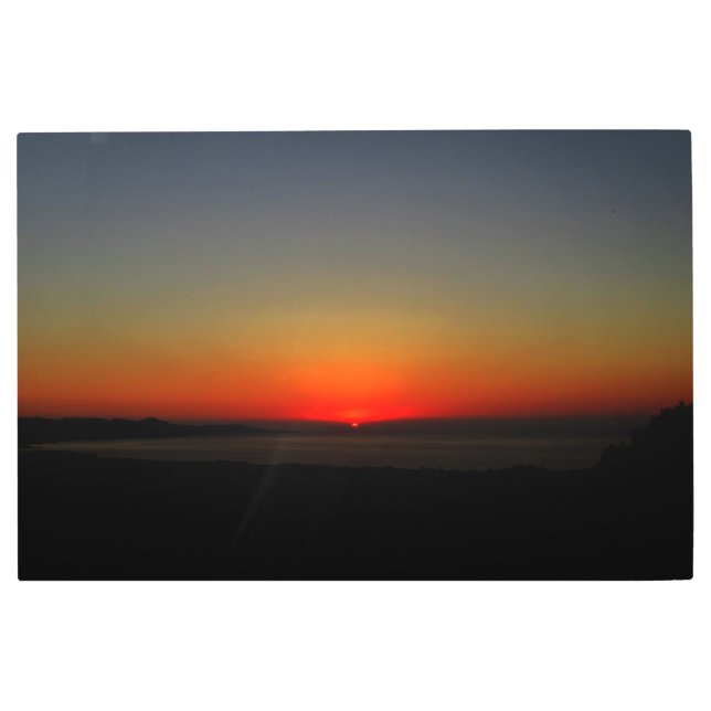 水に沈む夕日 メタルプリント (正面)