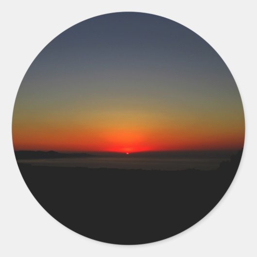 水に沈む夕日 ラウンドシール (正面)