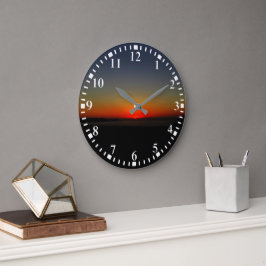水に沈む夕日 ラージ壁時計