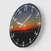 水に沈む夕日 ラージ壁時計 (傾斜)