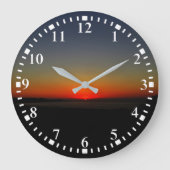 水に沈む夕日 ラージ壁時計 (正面)