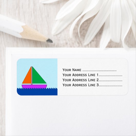 水に浮かぶ帆船 ラベル (インサイチュ)