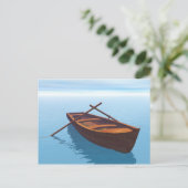水に浮かぶ木製ボート ポストカード (スタンド正面)